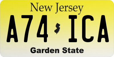 NJ license plate A74ICA