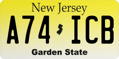 NJ license plate A74ICB