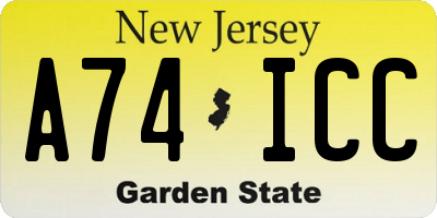 NJ license plate A74ICC
