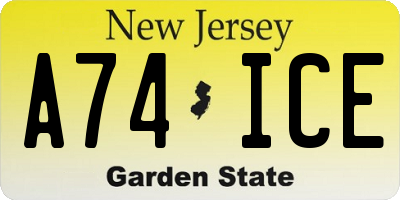 NJ license plate A74ICE
