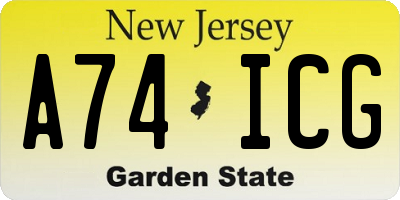 NJ license plate A74ICG