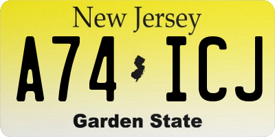 NJ license plate A74ICJ