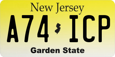 NJ license plate A74ICP