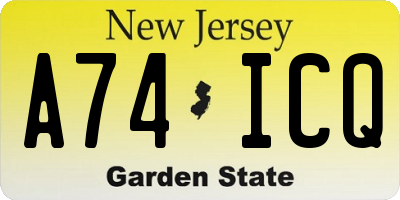 NJ license plate A74ICQ