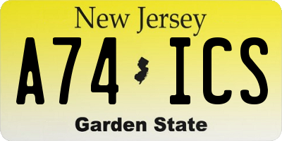NJ license plate A74ICS