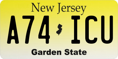 NJ license plate A74ICU