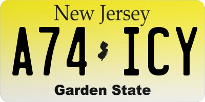 NJ license plate A74ICY