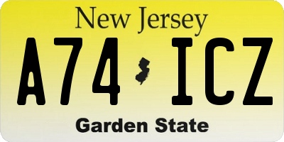 NJ license plate A74ICZ