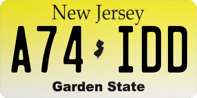 NJ license plate A74IDD