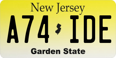 NJ license plate A74IDE