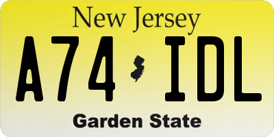 NJ license plate A74IDL