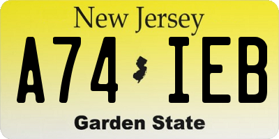 NJ license plate A74IEB
