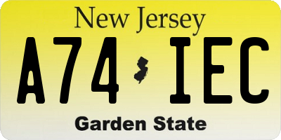 NJ license plate A74IEC