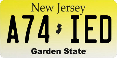 NJ license plate A74IED