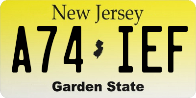 NJ license plate A74IEF