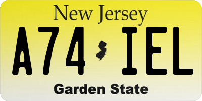 NJ license plate A74IEL