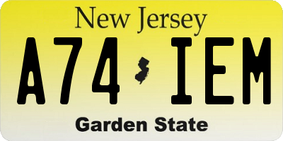 NJ license plate A74IEM