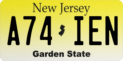 NJ license plate A74IEN