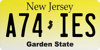 NJ license plate A74IES