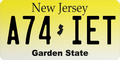 NJ license plate A74IET