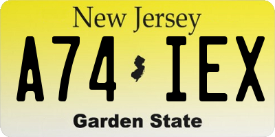 NJ license plate A74IEX