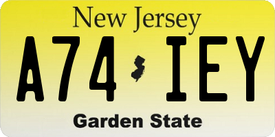 NJ license plate A74IEY