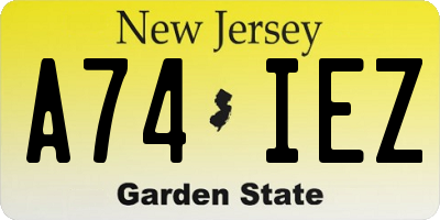 NJ license plate A74IEZ