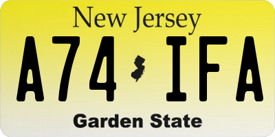 NJ license plate A74IFA