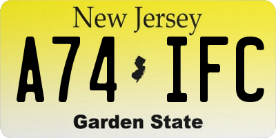 NJ license plate A74IFC