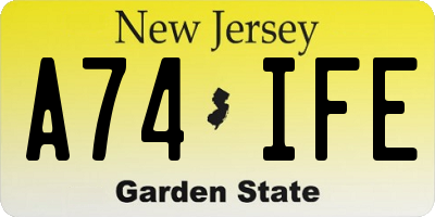 NJ license plate A74IFE