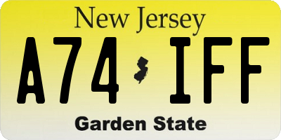 NJ license plate A74IFF