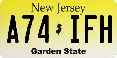 NJ license plate A74IFH
