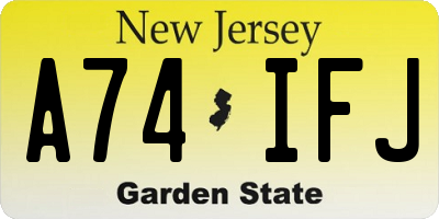 NJ license plate A74IFJ