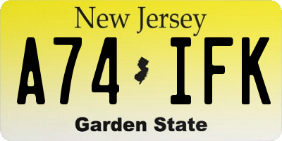 NJ license plate A74IFK