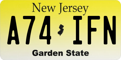 NJ license plate A74IFN
