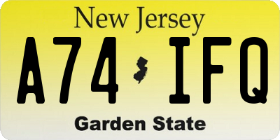 NJ license plate A74IFQ