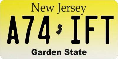 NJ license plate A74IFT