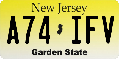 NJ license plate A74IFV
