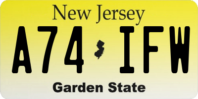 NJ license plate A74IFW