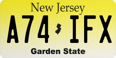 NJ license plate A74IFX
