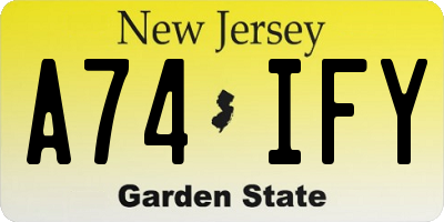 NJ license plate A74IFY