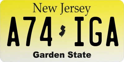 NJ license plate A74IGA