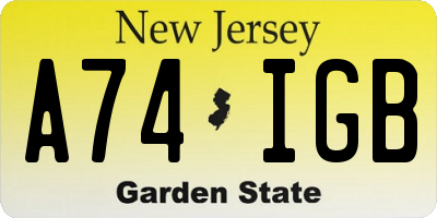 NJ license plate A74IGB