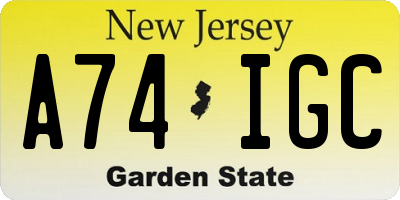 NJ license plate A74IGC