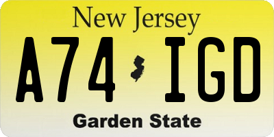 NJ license plate A74IGD