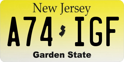 NJ license plate A74IGF