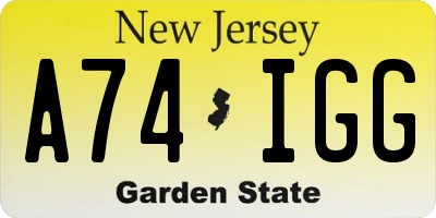 NJ license plate A74IGG