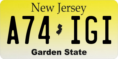 NJ license plate A74IGI