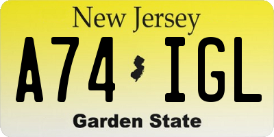 NJ license plate A74IGL