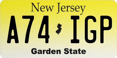 NJ license plate A74IGP